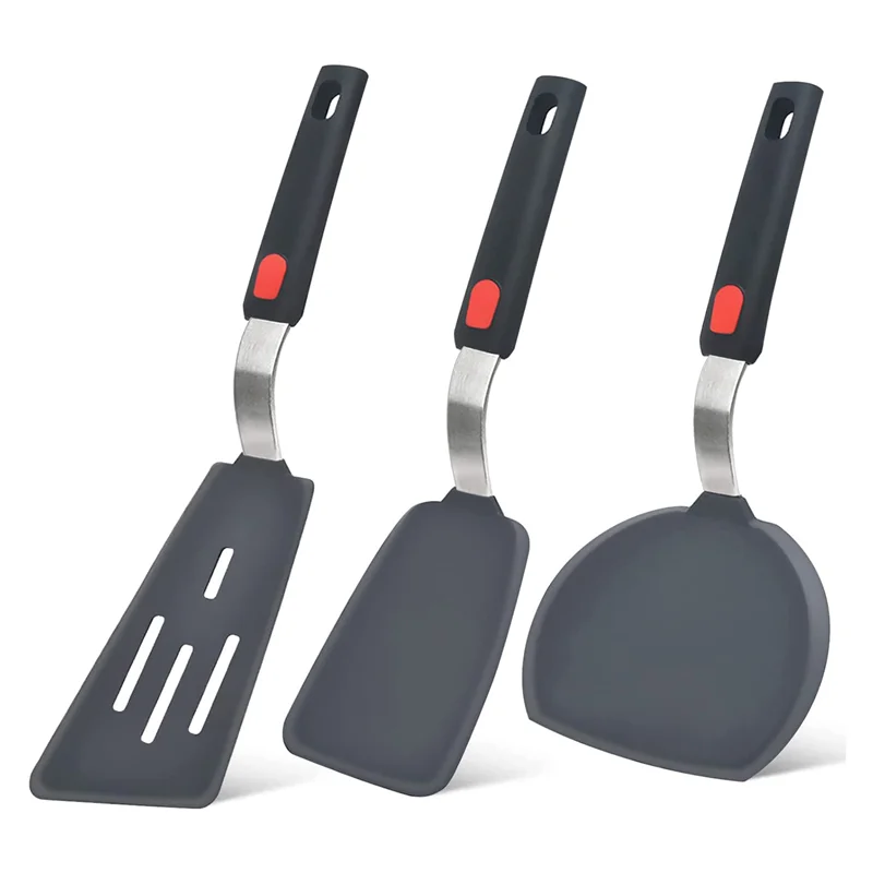 

Silicone Spatula Turner Set of 3, 600°F Heat Resistant Cooking Spatulas for Nonstick Cookware for Egg, Pancake, Fish