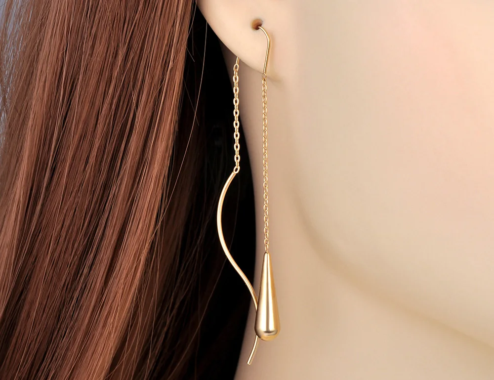 Trendy Stainless Steel Water Drop Charm Earrings 14K Gold Plated Long Chain Tassel Earring For Women pendientes 4 Mallzona S09b0cba3d09e4b8881259d604f731abdH Trendy Stainless Steel Water Drop Charm Earrings 14K Gold Plated Long Chain Tassel Earring For Women pendientes Mallzona