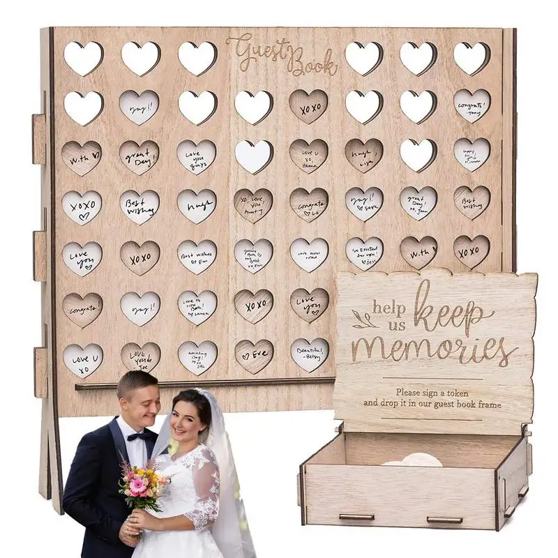 

Wedding Sign In Book Creative Romantic Wooden Wedding Guestbook Unique Heart Wedding Supplies Guest Books For Shower Parties