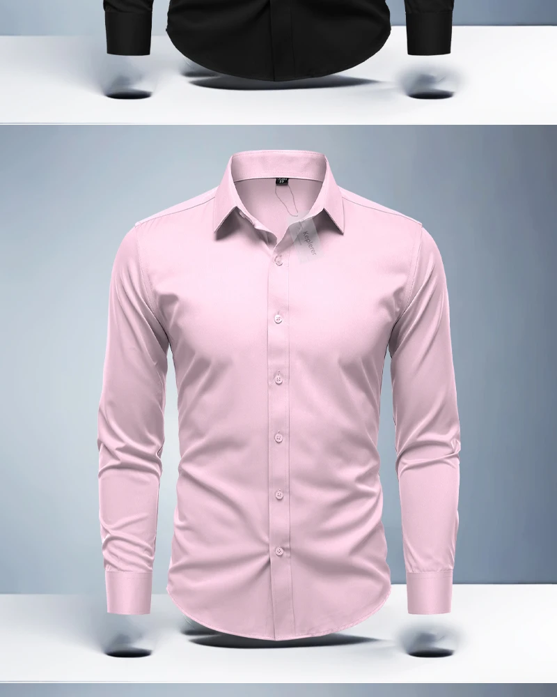 قميص أبيض للرجال بأكمام طويلة، كاجوال بدون حديد، قميص مناسب للربيع/الصيف، ملابس رسمية احترافية قميص أبيض للرجال بأكمام طويلة، كاجوال بدون حديد، قميص مناسب للربيع/الصيف، ملابس رسمية احترافية