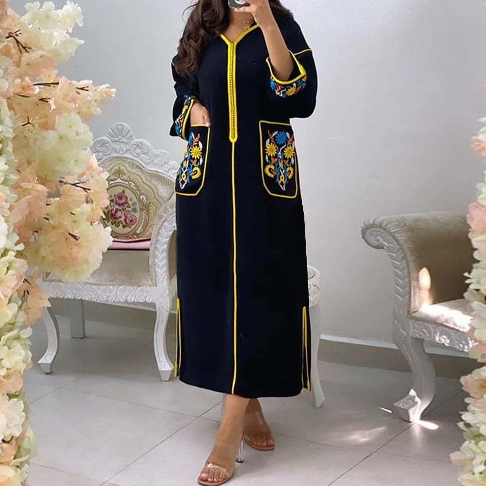 

2022 женское платье Jellaba хиджаб, мусульманское Длинное свободное винтажное роскошное платье в стиле ретро с молнией, турецкое Макси-платье в мусульманском стиле, Рамадан