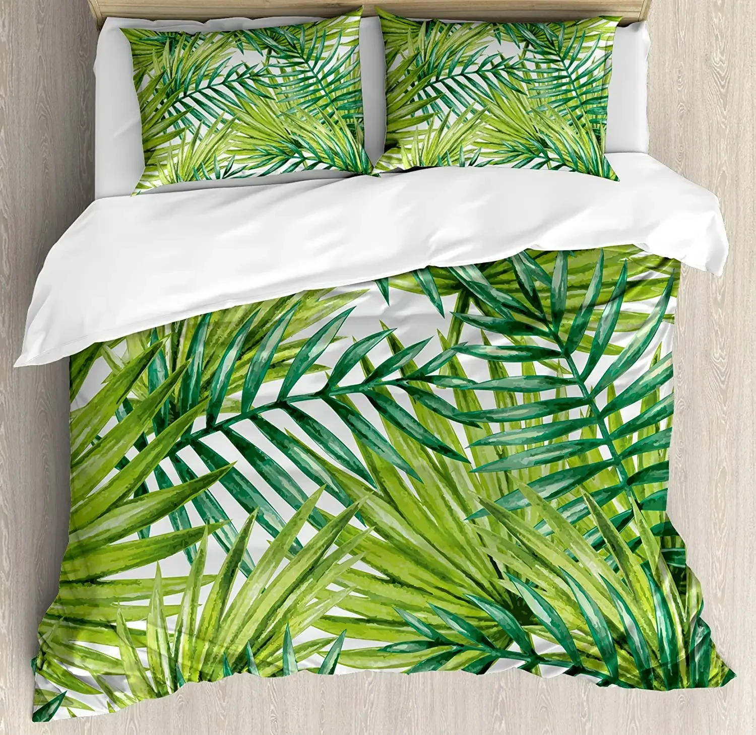 

Plant 3pcs Bedding Set Watercolor Tropical Palm Leaves Colorful Duvet Cover Set Bed Set Quilt Cover Pillow Case Comforter Cover