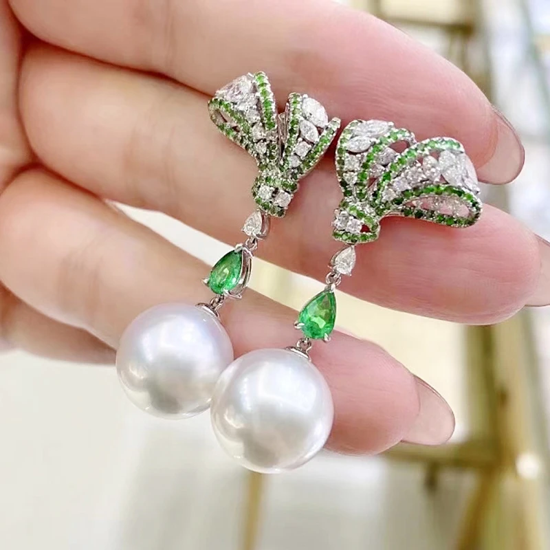 MeiBaPJ 9-10mm Natural Round Pearl Fashion Green Stones Bow Drop Earrings 925 Silver Empty Tray Fine Wedding Jewelry for Women
MeiBaPJ 9-10mm Natural Round Pearl Fashion Green Stones Bow Drop Earrings 925 Silver Empty Tray Fine Wedding Jewelry for Women