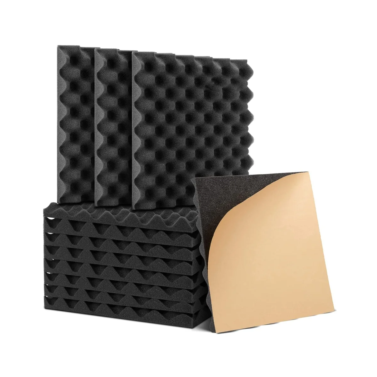 12 Pack Self-Adhesive Sound Proof Foam Panels, High Density Soundproof Wall Panels Egg Crate Sound Panels - 1x12x12In
12 Pack Self-Adhesive Sound Proof Foam Panels, High Density Soundproof Wall Panels Egg Crate Sound Panels - 1x12x12In
