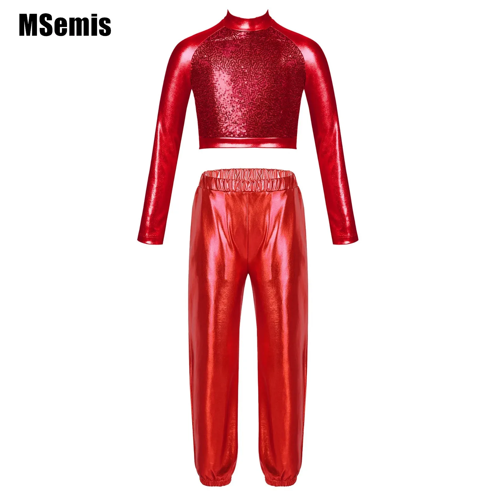 Kids Girls Glossy Metallic Dance Outfit Long Sleeve Sequin Crop Top And High Waist Dance Pants Suit
Kids Girls Glossy Metallic Dance Outfit Long Sleeve Sequin Crop Top And High Waist Dance Pants Suit