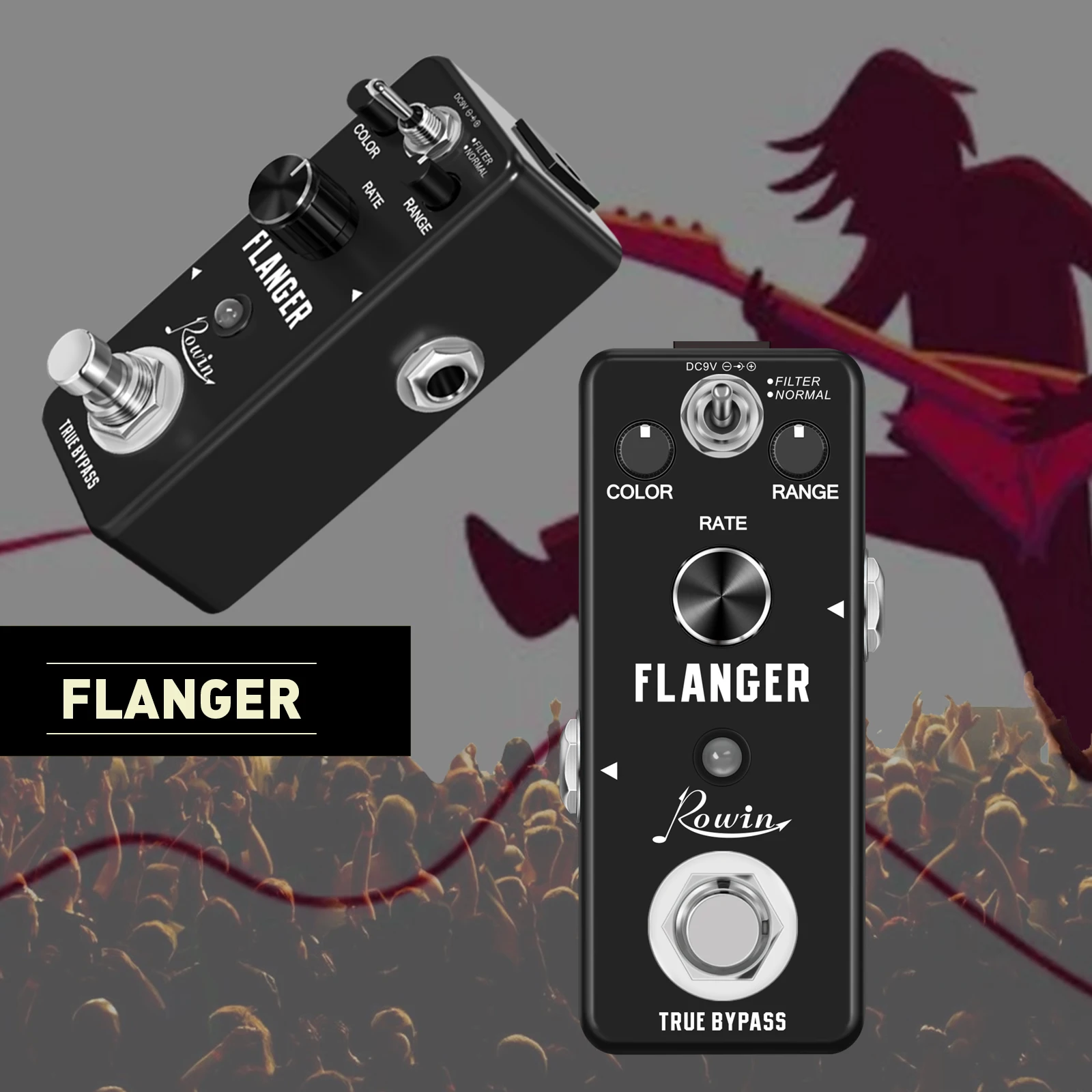 

Rowin LEF-312 Vintage Guitar Flanger Pedal 2 Modes Analog Flanger Static Filter Effect Pedals For Electric Guitar Mini Size