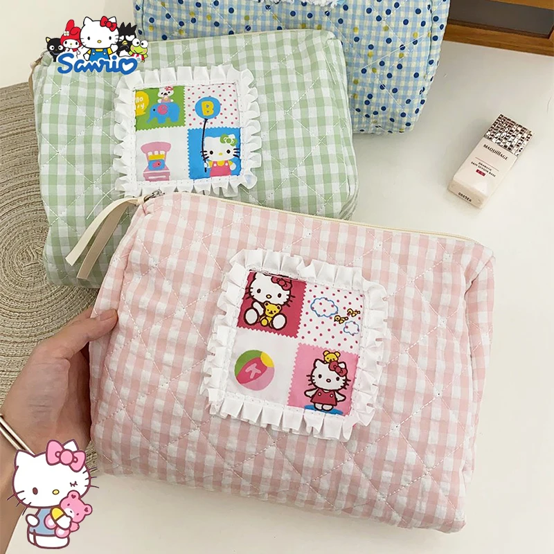 

Hello Kitty Sanrio Makeup Bag Kawaii Hangyodon Cartoon Cute Travel Large Capacity Cosmetics Toiletries Storage Bag Girls Gifts