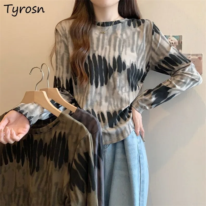 Женские футболки с принтом Tie-dye, осенне-зимние облегающие футболки со шнуровкой и длинным рукавом, модные Универсальные Топы в Корейском стиле с круглым вырезом и винтажным принтом
Женские футболки с принтом Tie-dye, осенне-зимние облегающие футболки со шнуровкой и длинным рукавом, модные Универсальные Топы в Корейском стиле с круглым вырезом и винтажным принтом