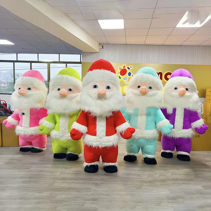 

Cute Plush Colorful Giant Santa Claus Inflatable Mascot Costume Christmas Birthday Party Santa Claus Adult Walking Cosplay Props