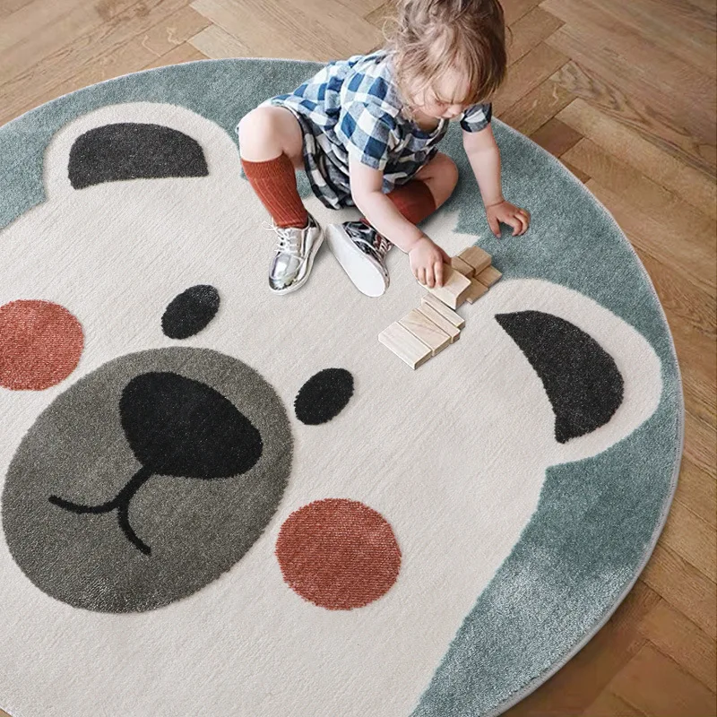 

Cartoon Kids Carpet Round Cute Lion Rugs for Bedrooms INS Animal Game Floor Mat Aisle Home Decoration Kawaii Room Decor