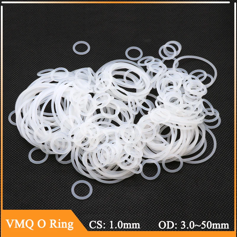 

50/100Pcs White Food Grade Silicone O Ring Gasket CS 1mm OD 3 ~ 50mm Waterproof Washer Rubber Insulate O Shape VMQ O Rings