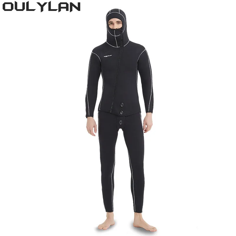 

Oulylan 5MM Men's Scuba Warm Diving Snorkeling Surfing Spearfishing Suits Neoprene Hooded Split Diving Suit Wetsuit
