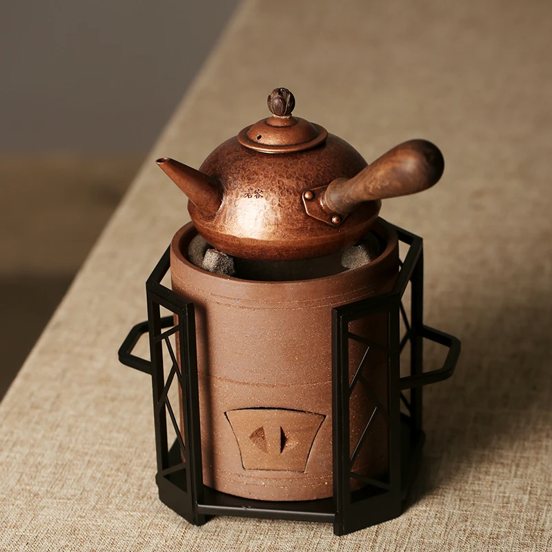 

Pure Handmade Pure Copper Pot Charcoal Stove Tea Stove Pottery Pot Household Boiling Water Charcoal Stove Red