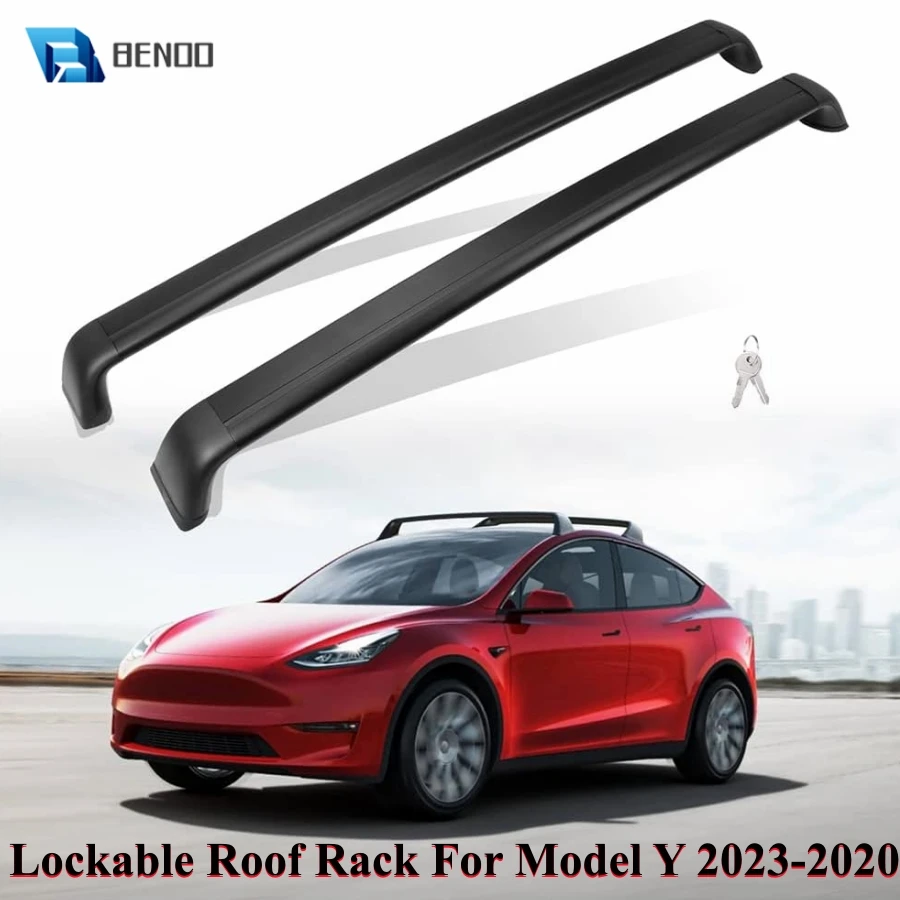 

Lockable Roof Rack Fits for Tesla Model Y 2024 2023 2022 Roof Rack Accessories Antitheft Cross Bars for Model Y Luggage Carrier