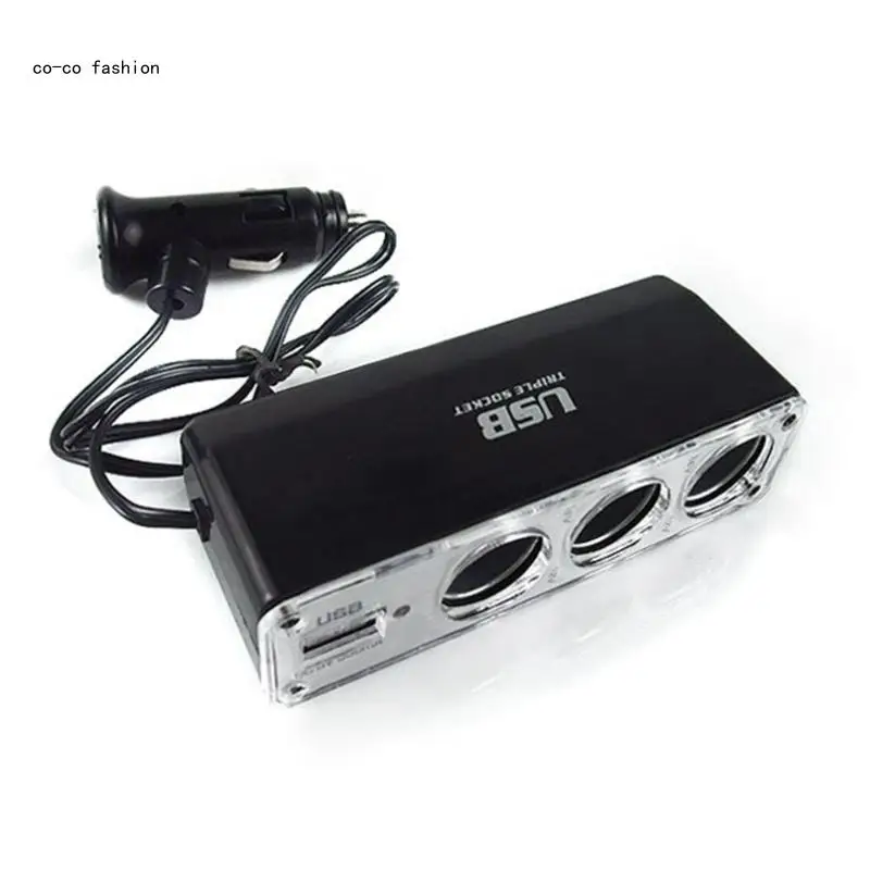 

517B Автомобильные зарядные устройства 3-полосный прикуриватель Тройной адаптер USB-разветвитель Прочный разъем