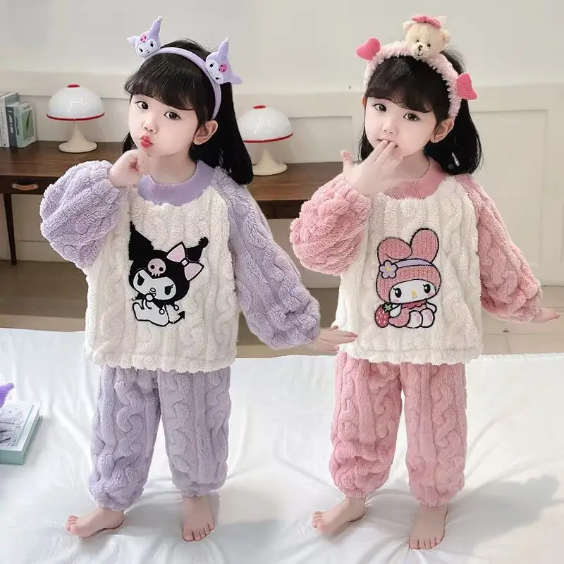 Anime Sanrioed My Melody Kuromi Kids Coral Fleece Pajamas Cinnamoroll Girl Fashion Loungewear Winter Sleepwear Warm Kids Clothes
Anime Sanrioed My Melody Kuromi Kids Coral Fleece Pajamas Cinnamoroll Girl Fashion Loungewear Winter Sleepwear Warm Kids Clothes