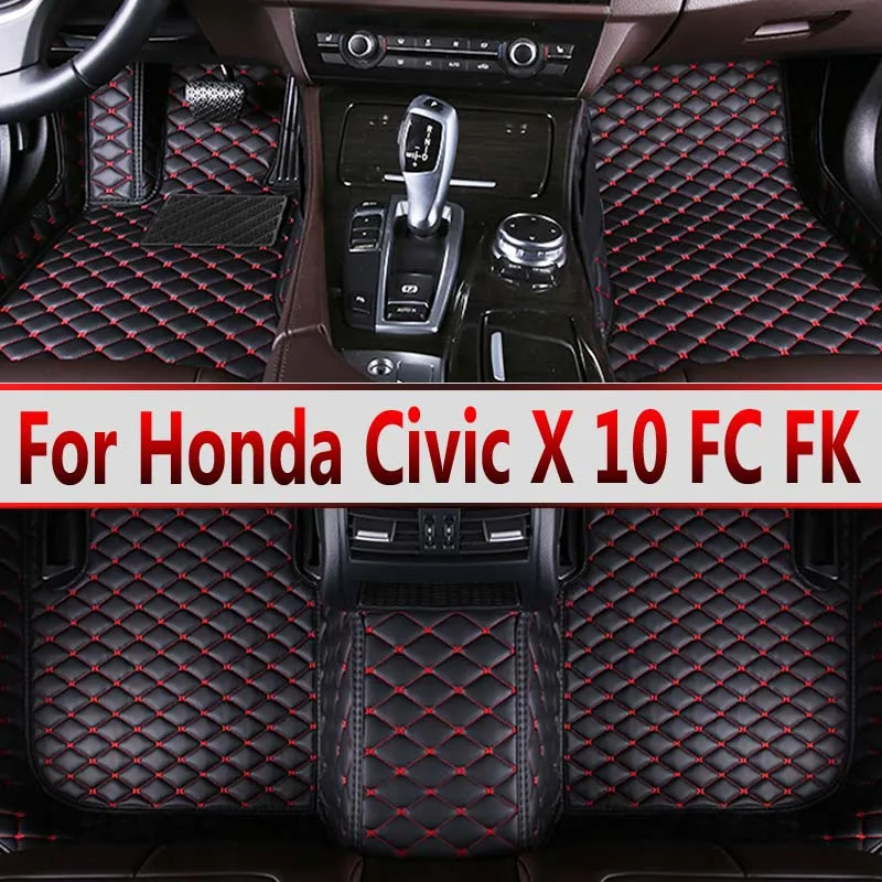 

Автомобильные коврики для Honda Civic X 10 FC FK 2016 ~ 2021, кожаные напольные коврики, коврики, внутренние части, водонепроницаемые накладки, автомобильные аксессуары