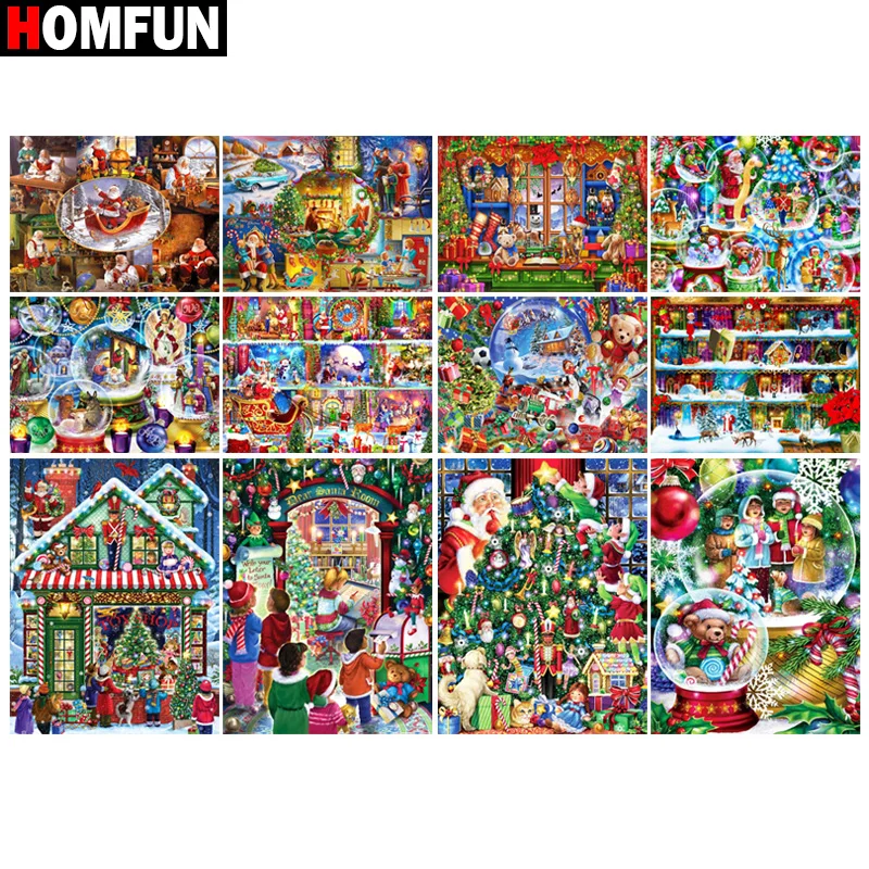 Алмазная 5D картина HOMFUN «сделай сам», полноразмерная вышивка крестиком, «Подарочный пейзаж Санты», украшение для дома 
Алмазная 5D картина HOMFUN «сделай сам», полноразмерная вышивка крестиком, «Подарочный пейзаж Санты», украшение для дома