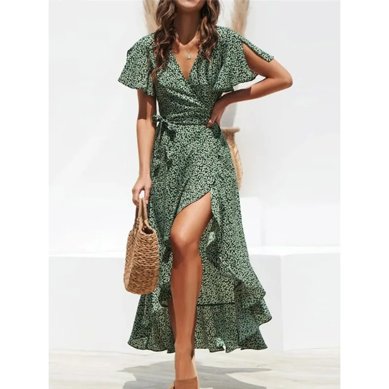 Summer Beach Maxi Dress Women Floral Print Boho Long Chiffon Dress Ruffles Wrap Casual V-Neck Split Sexy Party Dress Robe Femme
Summer Beach Maxi Dress Women Floral Print Boho Long Chiffon Dress Ruffles Wrap Casual V-Neck Split Sexy Party Dress Robe Femme