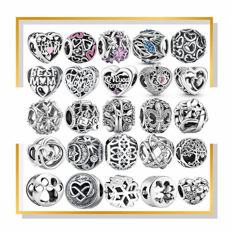 New 925 Sterling Silver Openwork Heart Charm Retro Hollow Round Bead For Pendant plata de ley Original DIY Bracelet Jewelry
New 925 Sterling Silver Openwork Heart Charm Retro Hollow Round Bead For Pendant plata de ley Original DIY Bracelet Jewelry
