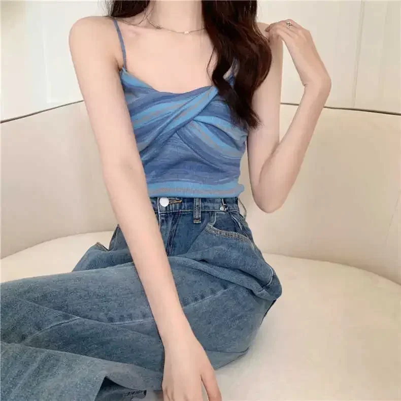 French Vest Bottom, Sleeveless Girl Suspender Spicy Top, Striped Women's Chic Short With On Sexy Small 
French Vest Bottom, Sleeveless Girl Suspender Spicy Top, Striped Women's Chic Short With On Sexy Small