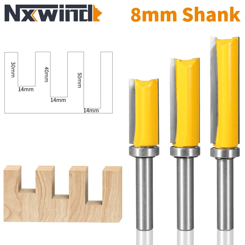 

NXWIND 8MM Shank Cove 14MM Pattern Bit Router Bit Carbide Cutters Woodworking Milling Cutter For Wood Bit Face Mill End Mill