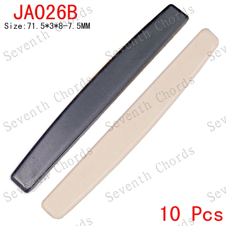 10 Pcs Plastic String Bridge Saddle for Acoustic Guitar - 71.5*3*8-7.5MM - JA026B
10 Pcs Plastic String Bridge Saddle for Acoustic Guitar - 71.5*3*8-7.5MM - JA026B