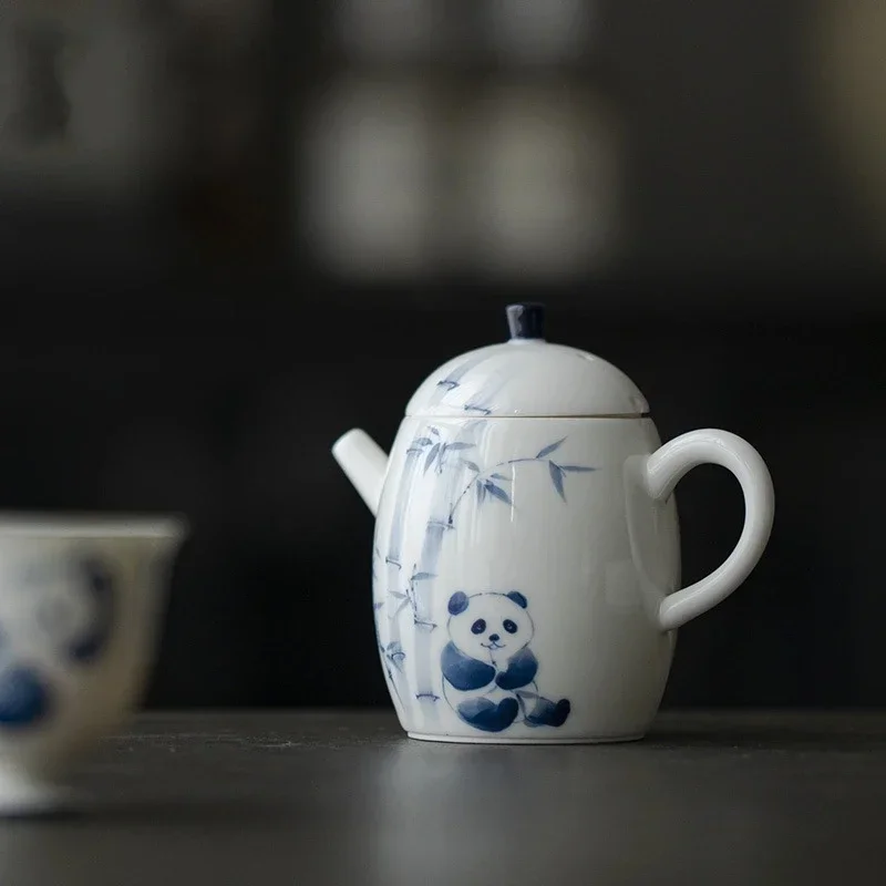 

Hand Painted Panda Chinese Ceramic Kettle Bamboo Teapot Tea Ceremony Set Milk Oolong Tea Tie Guan Yin Jasmine Teaware Type