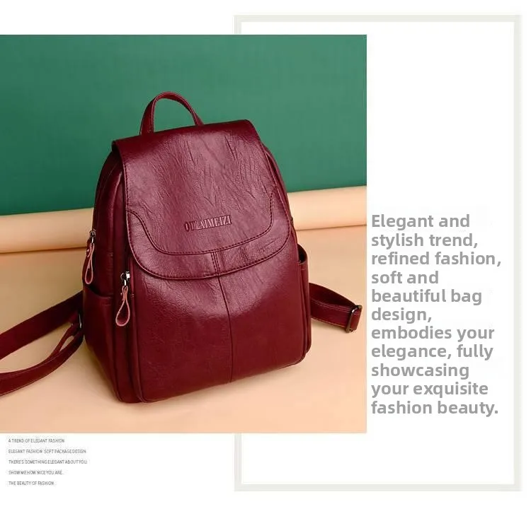 Women's Large Capacity Casual PU Leather Backpack Versatile Shoulder Bag Can Be Stickered for Labeling Work Leisure Travel Women's Large Capacity Casual PU Leather Backpack Versatile Shoulder Bag Can Be Stickered for Labeling Work Leisure Travel