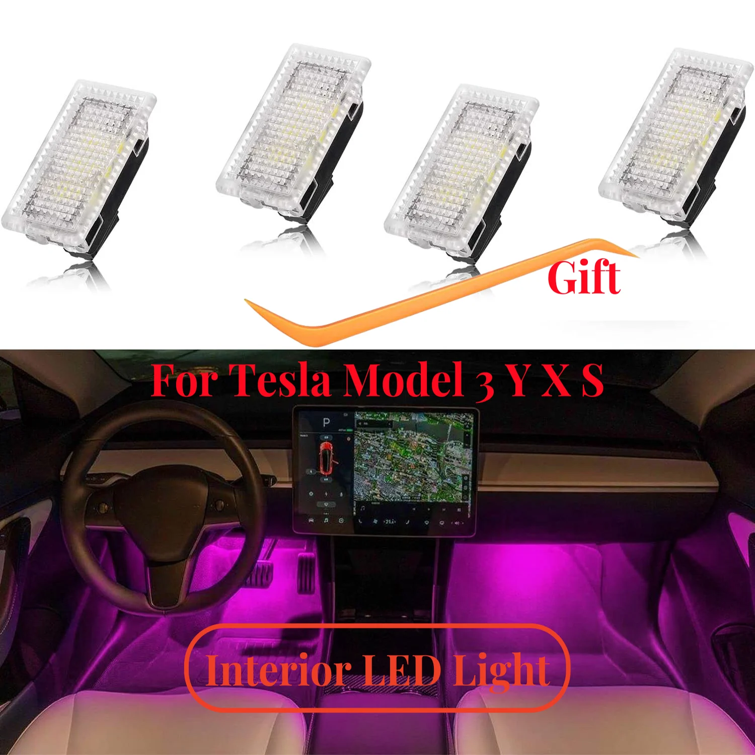 Interior LED Lights Bulbs Kit for Tesla Model 3 Y X S, Ultra-Bright Easy-Plug Fit Trunk, Frunk, Door, Foot-Well Lights
Interior LED Lights Bulbs Kit for Tesla Model 3 Y X S, Ultra-Bright Easy-Plug Fit Trunk, Frunk, Door, Foot-Well Lights 