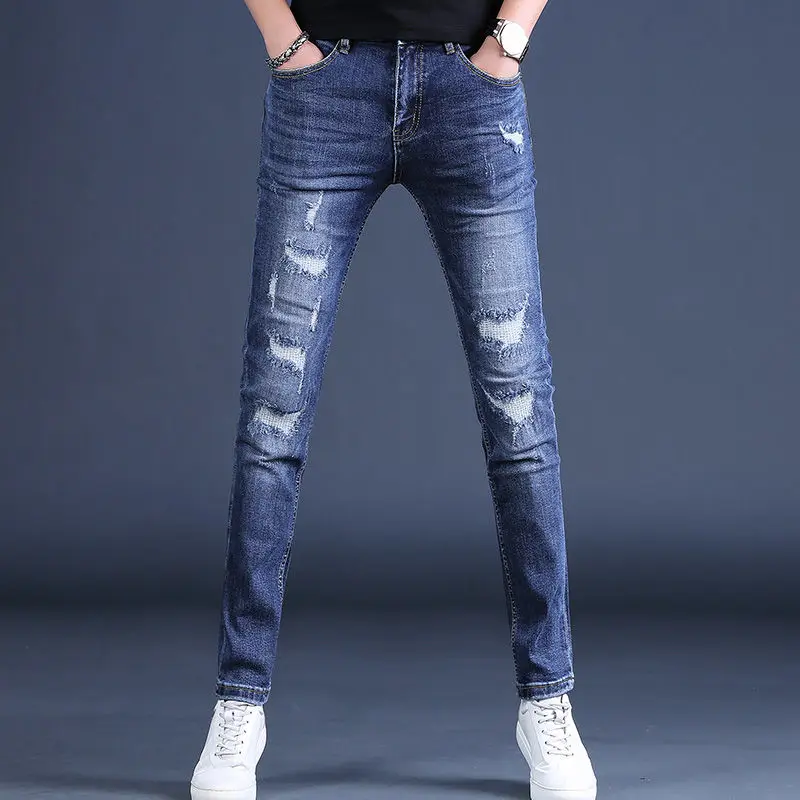 Blue ripped jeans men's 2022 spring and summer new slim pencil pants high-end all-match casual trousers
Blue ripped jeans men's 2022 spring and summer new slim pencil pants high-end all-match casual trousers
