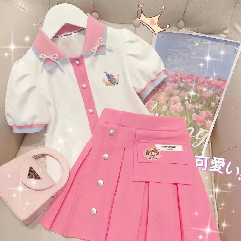 Girls' short sleeve suit 2023 summer new children's Korean polo shirt skirt popular summer fashion two-piece suit
Girls' short sleeve suit 2023 summer new children's Korean polo shirt skirt popular summer fashion two-piece suit