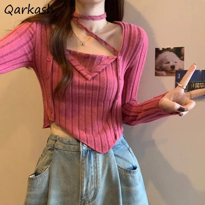 Slim Hotsweet Crop Halter Tops Knitted Pullovers Women Sexy European Retro 4-Color Harajuku Bandage Irregular High Street Gentle
Slim Hotsweet Crop Halter Tops Knitted Pullovers Women Sexy European Retro 4-Color Harajuku Bandage Irregular High Street Gentle