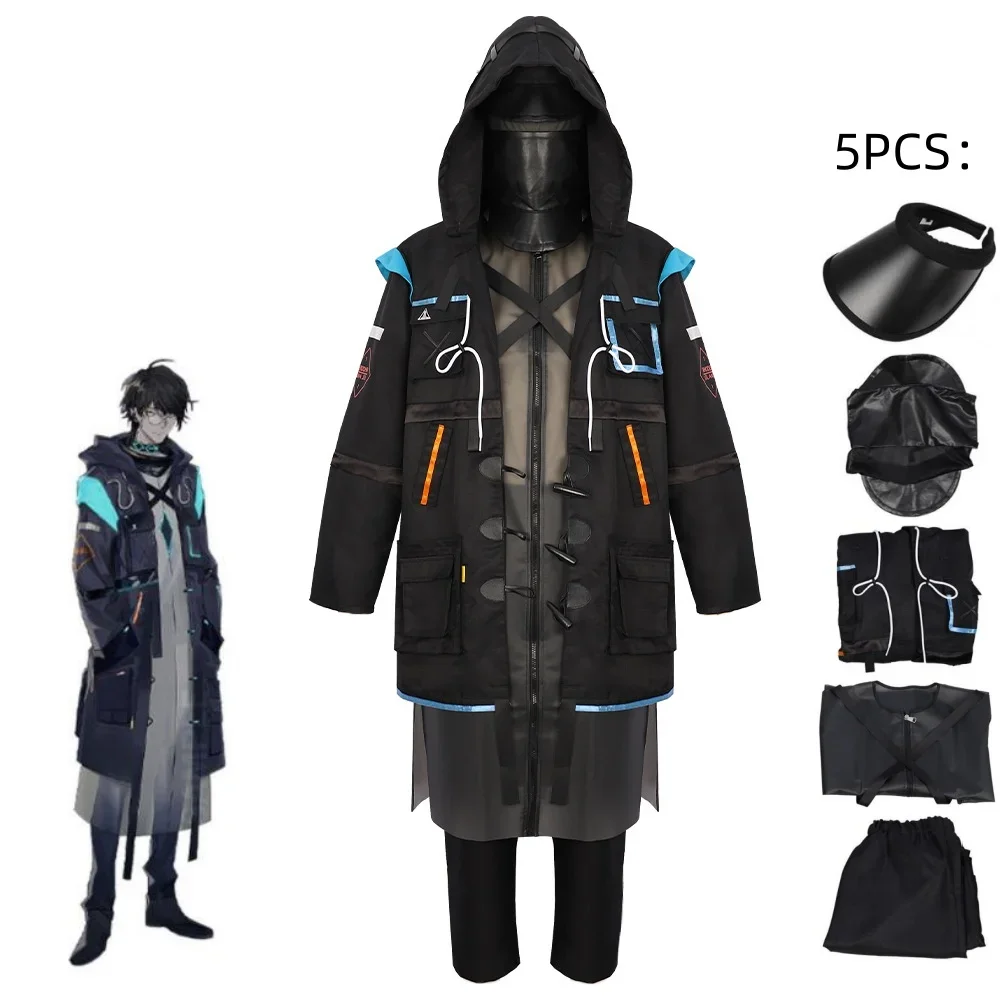 

Game Arknights Doctor Rhodes Island Cosplay Costume Men Punk Costume Uniform Long Coat Pants Hat Suit Halloween Anime Party