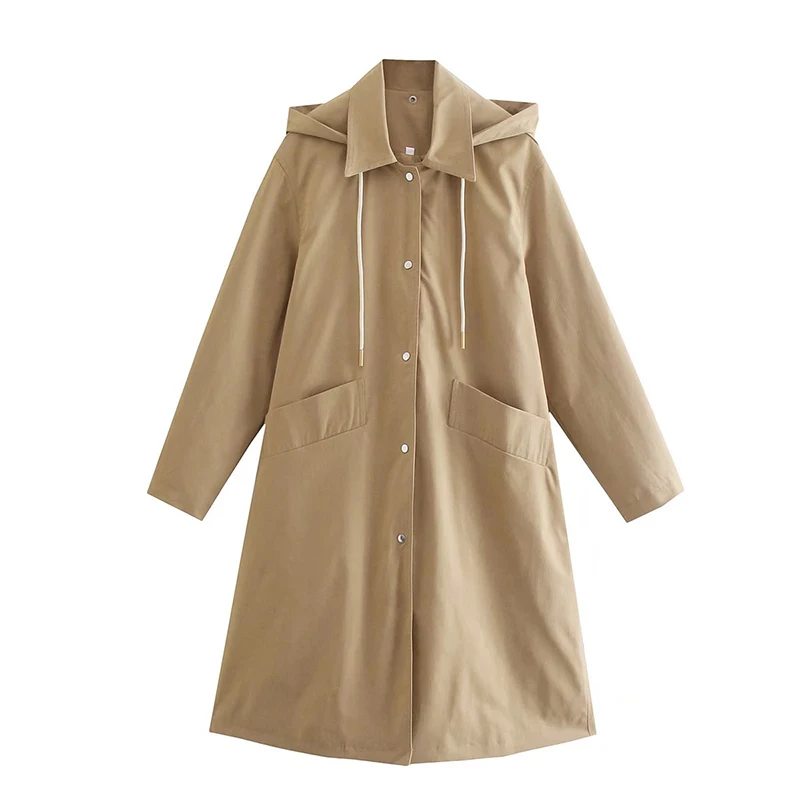 Khaki Hooded Trench Women Fashion Big Pockets Single-breasted Coat Chic Lady Windbreaker Female Clothing 2023 New
Khaki Hooded Trench Women Fashion Big Pockets Single-breasted Coat Chic Lady Windbreaker Female Clothing 2023 New
