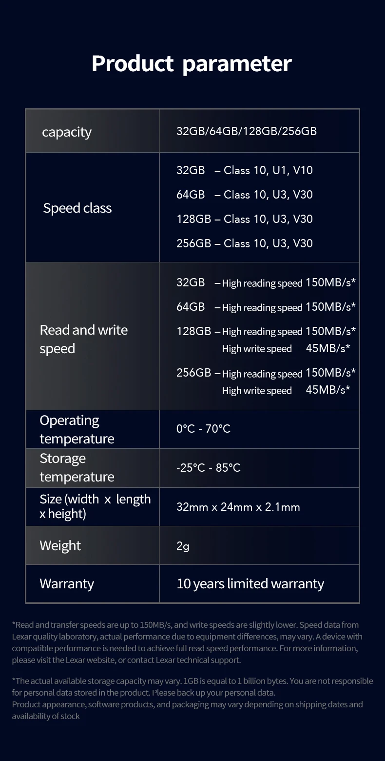 Cartão SD Lexar PRO UHS-I 800X, Série Azul: 32GB -64GB - 128GB - 256GB Cartão SD Lexar PRO UHS-I 800X, Série Azul: 32GB -64GB - 128GB - 256GB