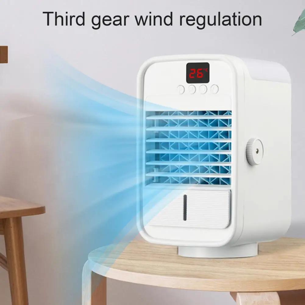 

Cooling Fan Mini USB Powered 3 Speeds Adjustable Low Noise Energy Saving Multipurpose Plastic Humidified Spray Air Cooler Fan