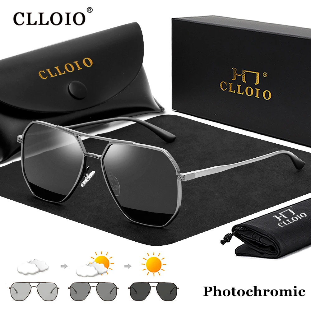 

CLLOIO New Luxury Aluminum Photochromic Sunglasses Men Women Polarized Sun Glasses Chameleon Anti-glare Driving Oculos de sol