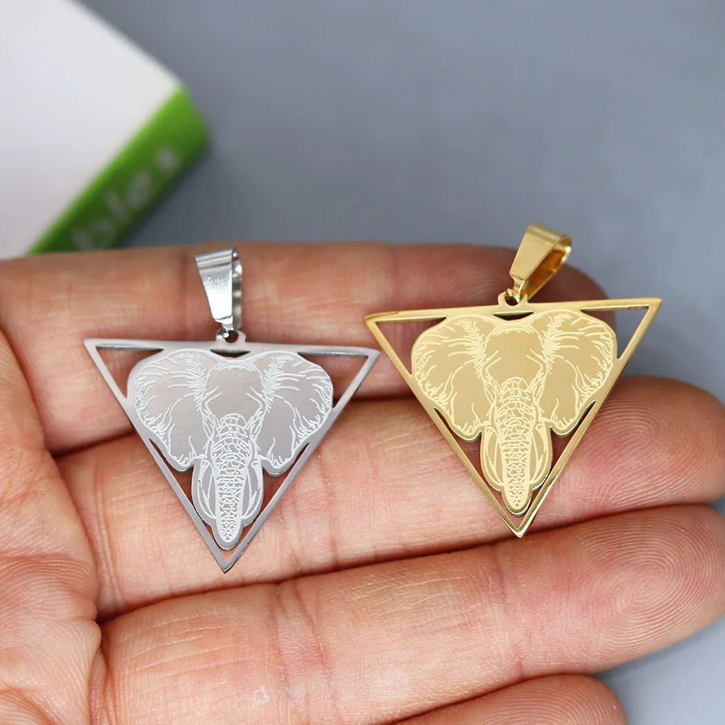 2pcs Trendy Triangle Elephant DIY High Quality Waterproof Accessories Stainless Steel Pendant Charms for Jewelry Making Supplies
2pcs Trendy Triangle Elephant DIY High Quality Waterproof Accessories Stainless Steel Pendant Charms for Jewelry Making Supplies