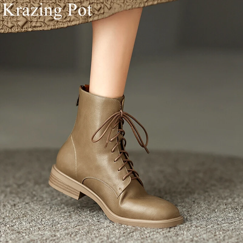 Krazing Pot 2023 Genuine Leather Thick Heels Back Zipper Chelsea Boots Warm Winter Shoes Solid Concise Brand Elegant Ankle Boots
Krazing Pot 2023 Genuine Leather Thick Heels Back Zipper Chelsea Boots Warm Winter Shoes Solid Concise Brand Elegant Ankle Boots