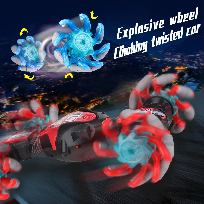 

New Product Gesture Induction Remote Control Car Explosion Drift Rampage Wheel Twist Car Light Music Stunt Toy Car Children Gift