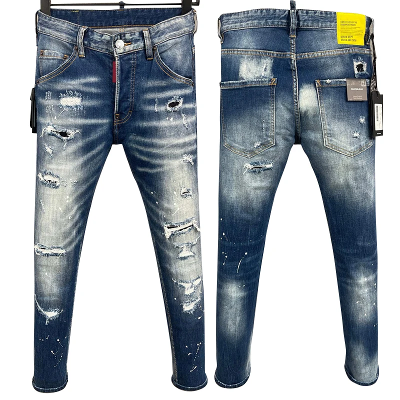 Men's denim trousers embroidered label Italian ground white small straight feet quadratic tide jeans dsq9897 
Men's denim trousers embroidered label Italian ground white small straight feet quadratic tide jeans dsq9897