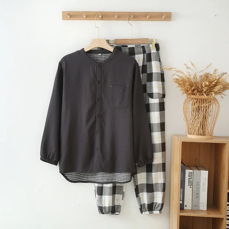 Printed Fashionable Style Cotton Long Sleeve Cardigan Shirt Clothes with Long Pants 2 Pcs Set for Men's Autumn Sleepwear Pyjamas
Printed Fashionable Style Cotton Long Sleeve Cardigan Shirt Clothes with Long Pants 2 Pcs Set for Men's Autumn Sleepwear Pyjamas