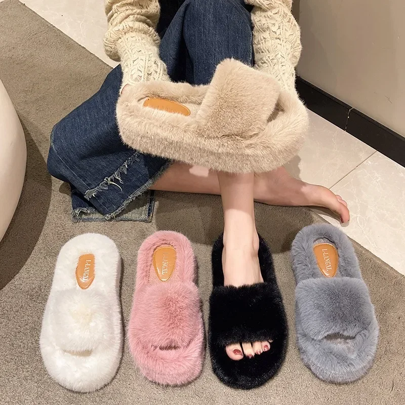 Fashion Women Fluffy Slippers Winter Warm Slippers Woman Flat Platform Slippers High Quality Furry Faux Fur Slides for Women 42
Fashion Women Fluffy Slippers Winter Warm Slippers Woman Flat Platform Slippers High Quality Furry Faux Fur Slides for Women 42
