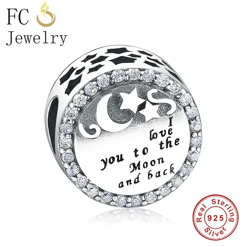 

FC Jewelry Fit Original Pan Charms Bracelet 925 Sterling Silver I lOVE YOU TO THE MOON AND BACK Bead For Making Berloque 2020