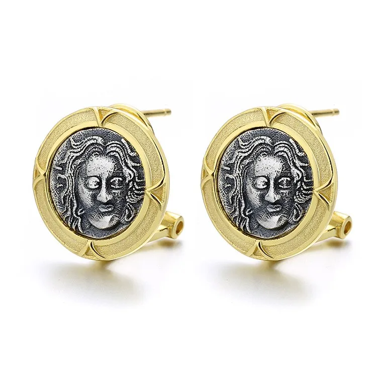 TYS-2 ZFSILVER 925 Silver Fashion High Quality Gold Retro Greek Sun God Ancient Coins Earrings Jewelry Women Match-all Gift Girl
TYS-2 ZFSILVER 925 Silver Fashion High Quality Gold Retro Greek Sun God Ancient Coins Earrings Jewelry Women Match-all Gift Girl