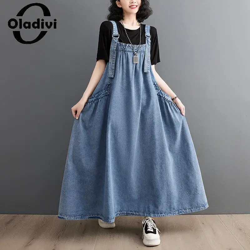 Oladivi Large Size Women Sleeveless Sundress Strap Denim Dress 2023 Summer New Casual Loose Jean Dresses Lady Oversized Robe 509
Oladivi Large Size Women Sleeveless Sundress Strap Denim Dress 2023 Summer New Casual Loose Jean Dresses Lady Oversized Robe 509