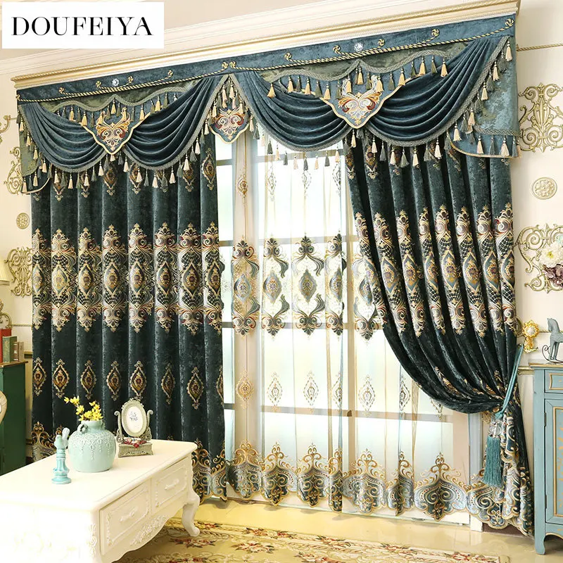European Green Chenille Valance Luxury Curtains for Living Room Bedroom Blackout Embroidery Tulle Elegant Window Customized
European Green Chenille Valance Luxury Curtains for Living Room Bedroom Blackout Embroidery Tulle Elegant Window Customized