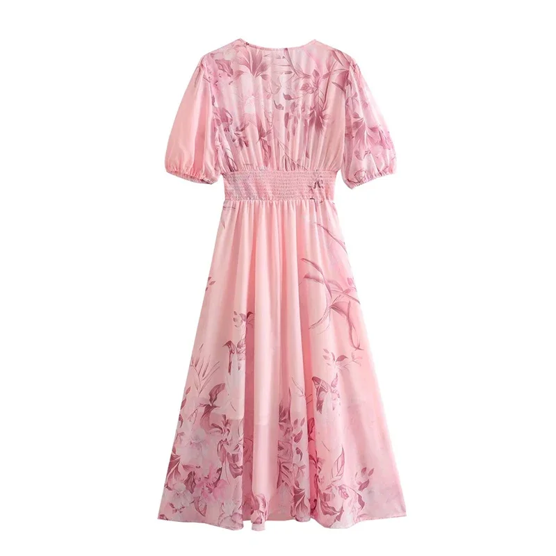 New 2024 Women French Pink Floral Print Summer Dress Short Sleeve Elastic Waist Ladies A-line Midi Dress Holiday Vestidos
New 2024 Women French Pink Floral Print Summer Dress Short Sleeve Elastic Waist Ladies A-line Midi Dress Holiday Vestidos