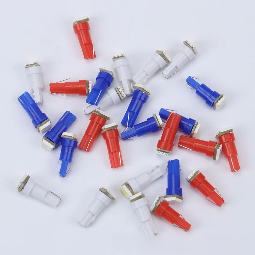 

10pcs T5 Led 17 37 73 74 SMD 5050 Auto LED Lamp Car Dashboard Instrument Light Bulb 12V White Blue Red Yellow Green